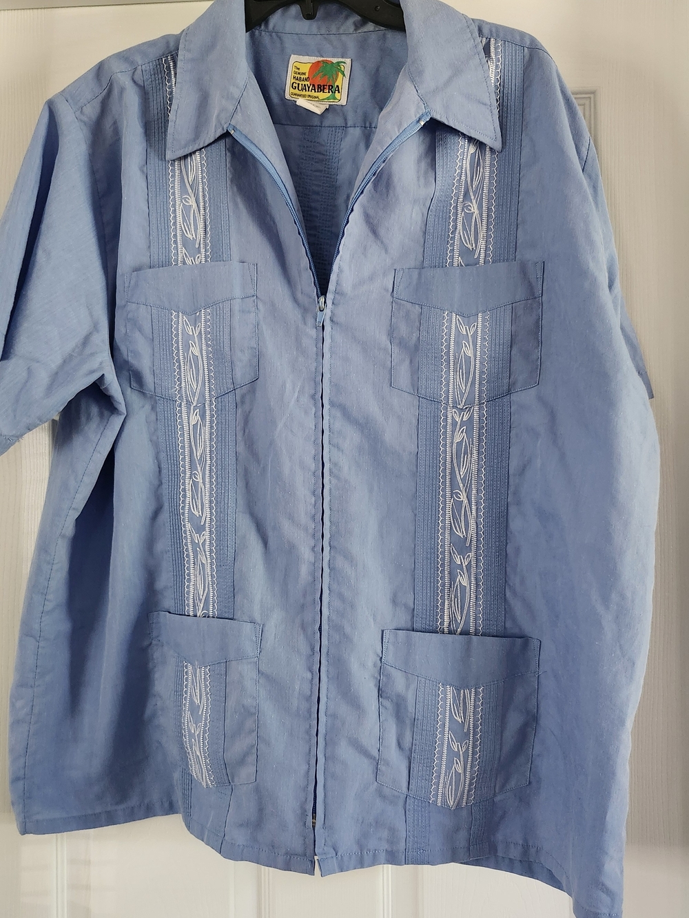 Haband Light Blue Guayabera-Style Zip Shirt Jacket